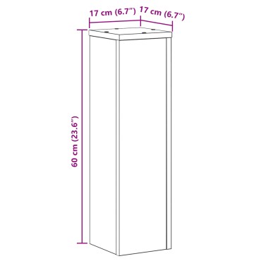 vidaXL Βάση φυτών 2 τμχ. Μαύρη Οξυά 17 x 17 x 60 cm Επεξεργασμένο Ξύλο
