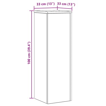 vidaXL Στήριξη Φυτών Μαύρη Βελανιδιά 33x33x100 cm από Ξύλινη MDF