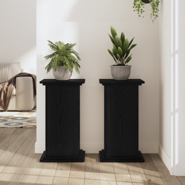 vidaXL Βάση φυτών Μαύρη Οξυά 33 x 33 x 60 εκ Επεξεργασμένο ξύλο