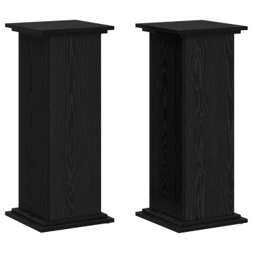 vidaXL Βάση Φυτών Μαύρη Δρυς 33x33x80 εκ. Κατασκευασμένο Ξύλο