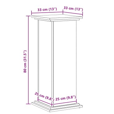 vidaXL Βάση φυτών Μαύρη Οξυά 33 x 33 x 80 cm Επεξεργασμένο ξύλο