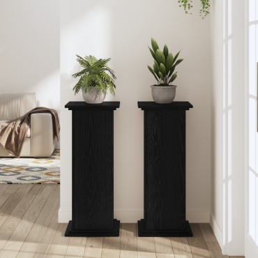 vidaXL Βάση φυτών Μαύρη Οξυά 33 x 33 x 80 cm Επεξεργασμένο ξύλο