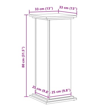 vidaXL Βάση φυτών Μαύρη Οξυά 33 x 33 x 80 cm Επεξεργασμένο ξύλο