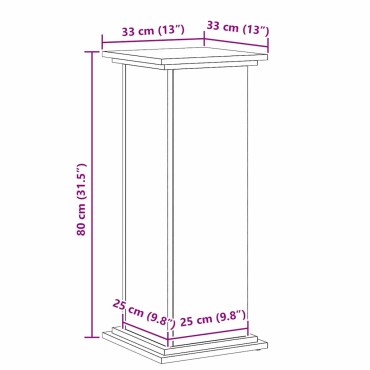 vidaXL Βάση φυτών Μαύρη Οξυά 33 x 33 x 80 cm Επεξεργασμένο ξύλο