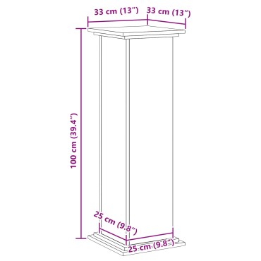 vidaXL Βάση φυτών Μαύρη Οξυά 33 x 33 x 100 cm Επεξεργασμένο ξύλο