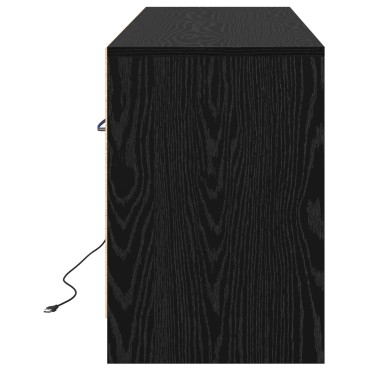 vidaXL Έπιπλο TV με LED Μαύρης Βελανιδιάς 139.5x34x50cm Επεξεργασμένο Ξύλο