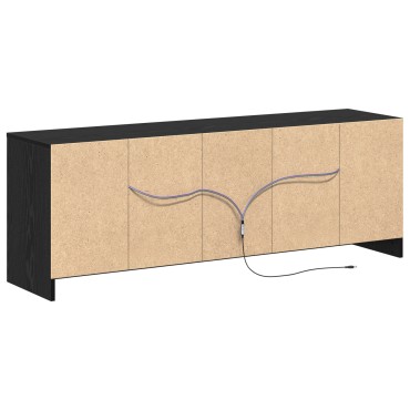 vidaXL Έπιπλο TV με LED Μαύρης Βελανιδιάς 139.5x34x50cm Επεξεργασμένο Ξύλο