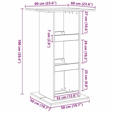vidaXL Τραπέζι μπαρ 60x60x100cm Επεξεργασμένο Ξύλο Μαύρη Οξυά 1 τεμ.
