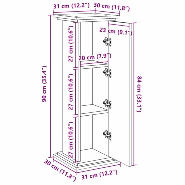 vidaXL Ράφι Έκθεσης Μαύρη Οξυά 31 x 30 x 90 εκ. Επεξεργασμένο ξύλο