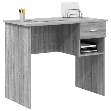 vidaXL Γραφείο με Αποθήκη Γκρι Sonoma 90x49.5x75cm Επεξεργασμένο Ξύλο 1 τεμ.