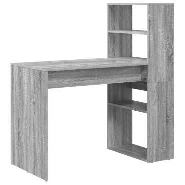 vidaXL Γραφείο με Αποθήκευση Γκρι Σονόμα 113x54x120cm Επεξεργασμένο Ξύλο 1 τεμ.
