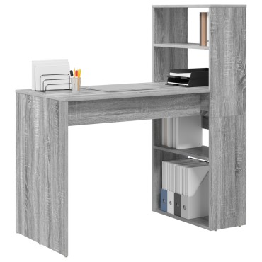 vidaXL Γραφείο με Αποθήκευση Γκρι Σονόμα 113x54x120cm Επεξεργασμένο Ξύλο 1 τεμ.