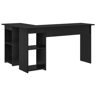 vidaXL Γραφείο Μαύρη Οξυά 142x102x73cm Επεξεργασμένο Ξύλο 1 τεμ.