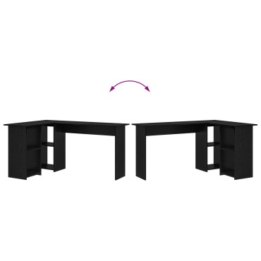 vidaXL Γραφείο Μαύρη Οξυά 142x102x73cm Επεξεργασμένο Ξύλο 1 τεμ.