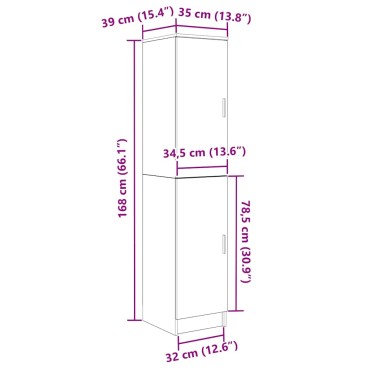 vidaXL Highboard Λευκό 35x39x168cm 1 τεμ.