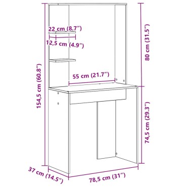 vidaXL Γραφείο Μαύρη Οξυά Επεξεργασμένο Ξύλο 78,5x37x154,5 εκ 1 τεμ.