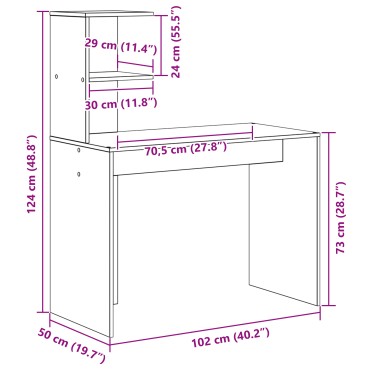 vidaXL Γραφείο Μαύρη Οξυά 102x50x124cm Επεξεργασμένο Ξύλο 1 τεμ.