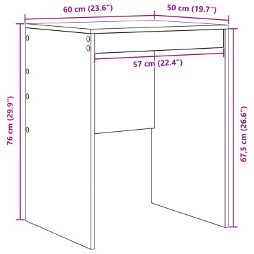 vidaXL Γραφείο γραφής Γκρι sonoma Μοριοσανίδα 60x50x76cm Απλό 1 τεμ.