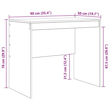 vidaXL Γραφείο Υπολογιστή Σκυρόδεμα Γκρι MDF Επιφάνεια 90x50x76cm 1 τεμ.