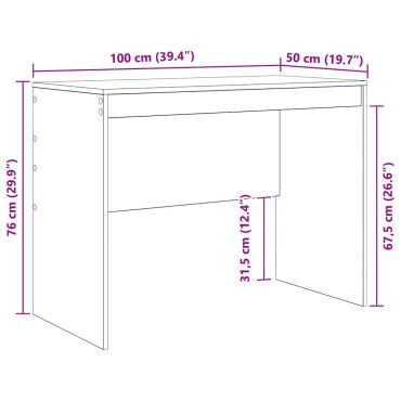 vidaXL Γραφείο Μαύρη Οξυά 100x50x76cm 1 τεμ.