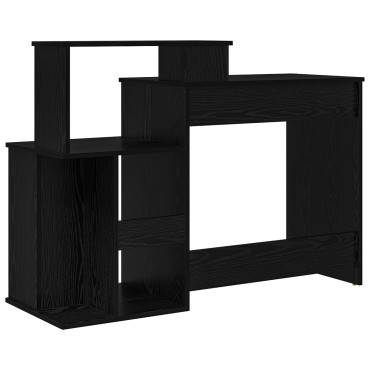vidaXL Γραφείο με αποθήκευση Μαύρη δρυός 120.5x44x88.5cm Επεξεργασμένο ξύλο 1 τεμ.