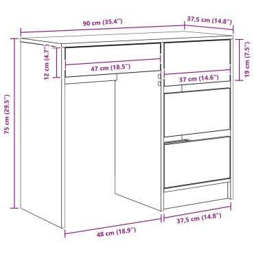 vidaXL Γραφείο Artisan Oak Επεξεργασμένο Ξύλο 90x37.5x75 εκ 1 τεμ.