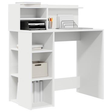 vidaXL Γραφείο Λευκό Επεξεργασμένο Ξύλο 90x48x101,5cm 1 τεμ.