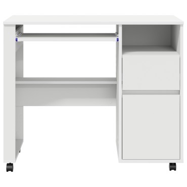 vidaXL Γραφείο με Ρόδες Λευκό 91x50x77cm Επεξεργασμένο ξύλο 1 τεμ.