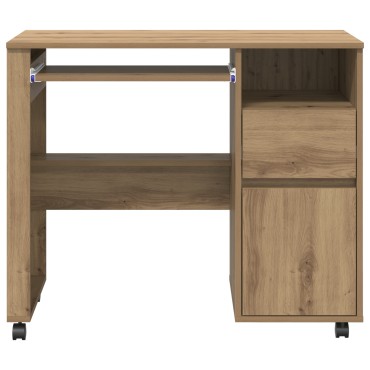 vidaXL Γραφείο με Ρόδες Artisan Oak Επεξεργασμένο Ξύλο 91x50x77cm 1 τεμ.