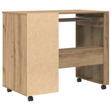 vidaXL Γραφείο με Ρόδες Artisan Oak Επεξεργασμένο Ξύλο 91x50x77cm 1 τεμ.