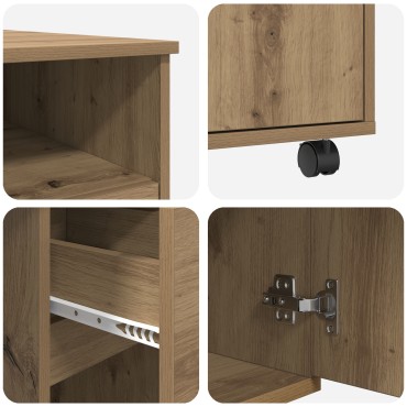 vidaXL Γραφείο με Ρόδες Artisan Oak Επεξεργασμένο Ξύλο 91x50x77cm 1 τεμ.