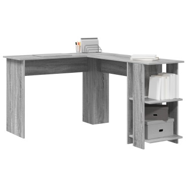 vidaXL Γκρίζο Γωνιακό Γραφείο Γκρίζο Sonoma MDF Κανονικό