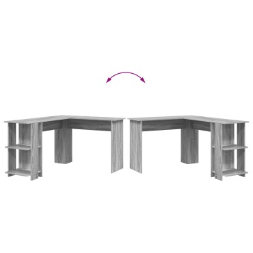 vidaXL Γκρίζο Γωνιακό Γραφείο Γκρίζο Sonoma MDF Κανονικό
