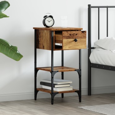 vidaXL κομοδίνο Παλιό Ξύλο 34x36x70cm Επεξεργασμένο Ξύλο 1 τεμ.