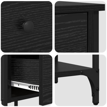 vidaXL κομοδίνο Μαύρο Δρυ 34x36x70cm Επεξεργασμένο Ξύλο 1 τεμ.