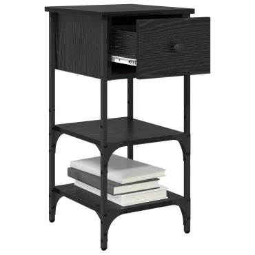 vidaXL κομοδίνο Μαύρο Δρυ 34x36x70cm Επεξεργασμένο Ξύλο 1 τεμ.
