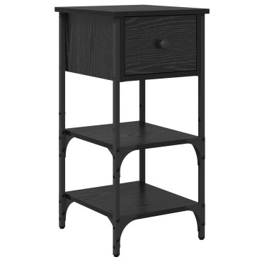 vidaXL κομοδίνο Μαύρο Δρυ 34x36x70cm Επεξεργασμένο Ξύλο 1 τεμ.