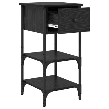 vidaXL κομοδίνο Μαύρο Δρυ 34x36x70cm Επεξεργασμένο Ξύλο 1 τεμ.
