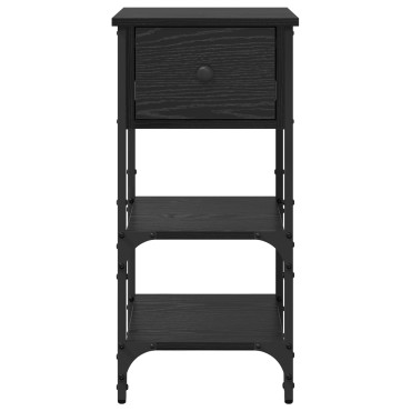 vidaXL κομοδίνο Μαύρο Δρυ 34x36x70cm Επεξεργασμένο Ξύλο 1 τεμ.