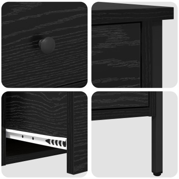 vidaXL Κομοδίνο Μαύρου Ξύλου 40x42x50cm Επεξεργασμένο Ξύλο 1 τεμ.
