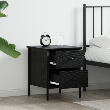 vidaXL Κομοδίνο Μαύρου Ξύλου 40x42x50cm Επεξεργασμένο Ξύλο 1 τεμ.