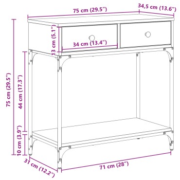vidaXL Τραπέζι κονσόλας Παλαιό ξύλο 75x34,5x75 εκ 1 τεμ.
