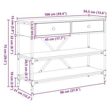 vidaXL Τραπέζι κονσόλας Καφέ 100x34,5x75cm ξύλο 1 τεμ.