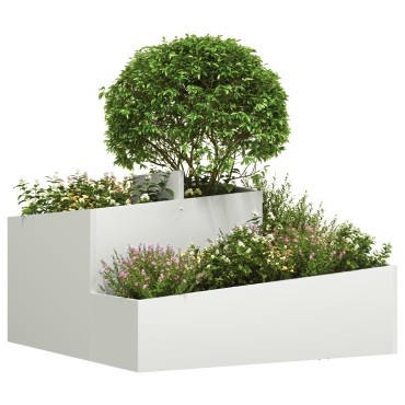 vidaXL Γλάστρα Λευκή 80x80x50 εκ. Κρύα Στερεά Χάλυβα