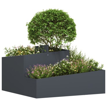 vidaXL Γλάστρα Ανθρακί 80x80x50 cm Κρύο Σιδηροσύρμα
