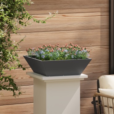 vidaXL Σέτ Μαύρων Πλαστικών Γλαστρών 50 x 50 x 15 εκ.