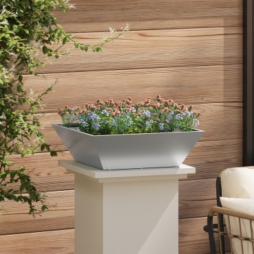 vidaXL Γλάστρα από Ατσάλι Γαλβανισμένο ατσάλι 50 x 50 x 15 εκ. Ανθεκτική