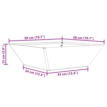 vidaXL Μεταλλική Γλάστρα Ατσάλι 50 x 50 x 15 cm Διακοσμητικά Ένθετα