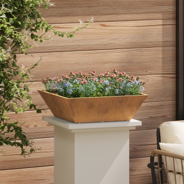 vidaXL Μεταλλική Γλάστρα Ατσάλι 50 x 50 x 15 cm Διακοσμητικά Ένθετα