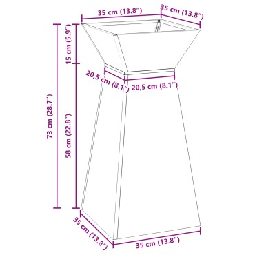 vidaXL Βάση φυτών Ανοξείδωτο ατσάλι 35 x 35 x 73 εκ. Διακοσμητικά ένθετα